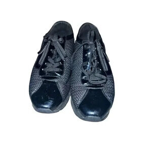 GEOX Respira Wedge Sneakers - Black - Size 9 - Minimalist Monochrome Emo Style